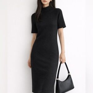 OAK + FORT Black Midi Dress Size XS